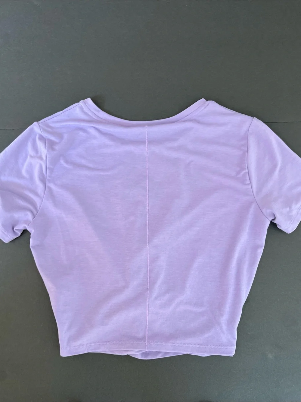 Nike Lavender Short Sleeve Faux Wrap Cropped Crew Tee